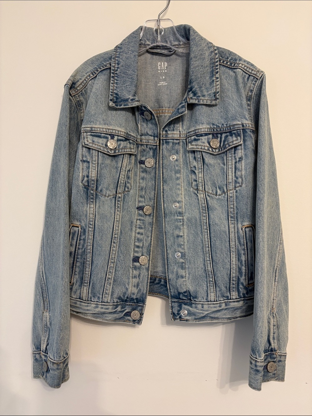 GAP Classic Girls Light Wash Denim Jacket - Pale Blue